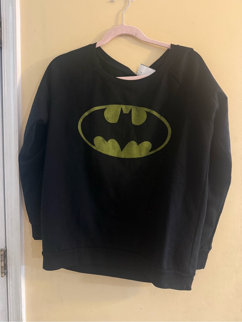 Batman Black Sweatshirt with Yellow Logo - women’s large